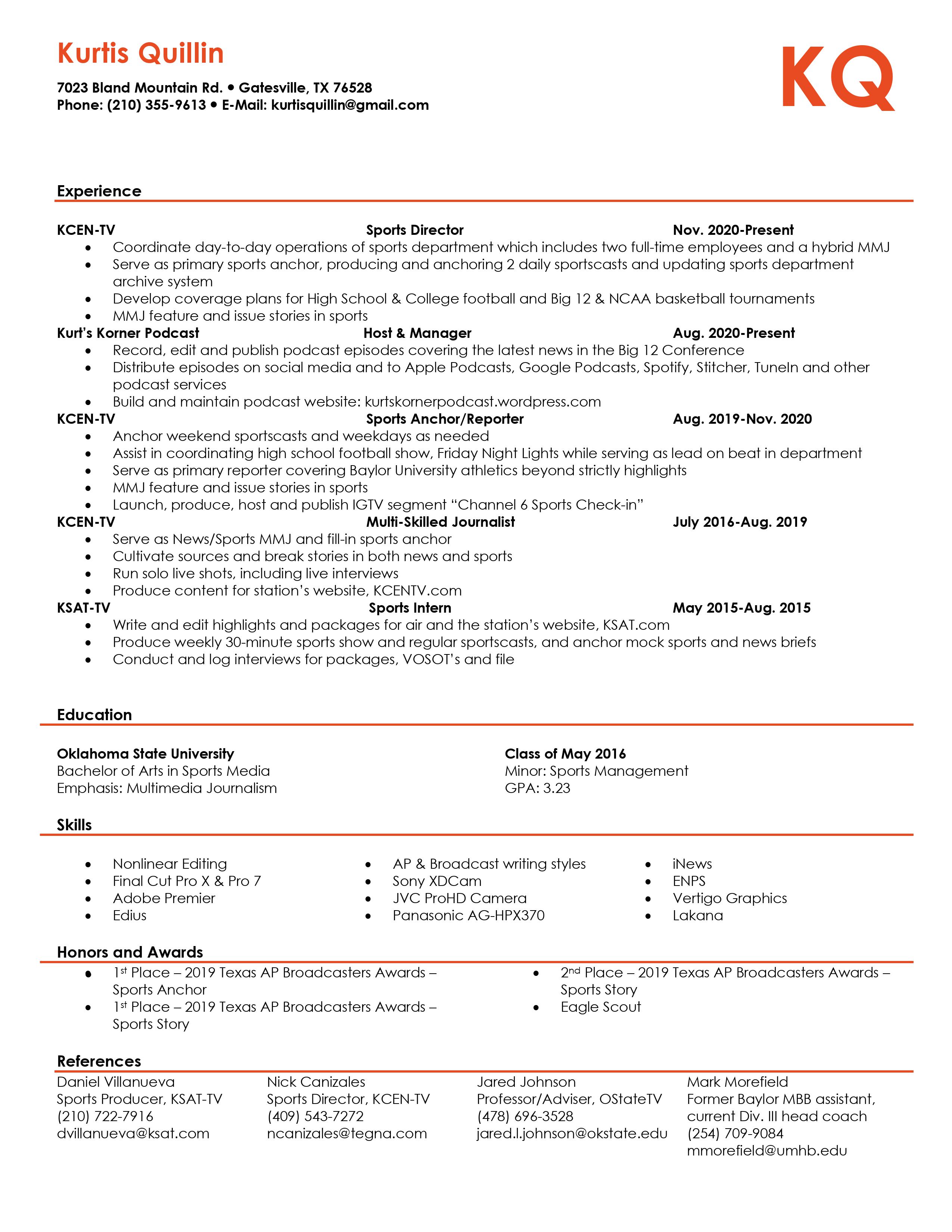 March 2021 resume